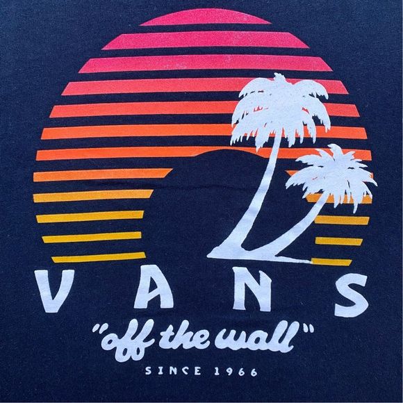 VANS Sunset Off The Wall Up-cycled Crew Neck Cropped Tee - Size XS - Picture 2 of 4